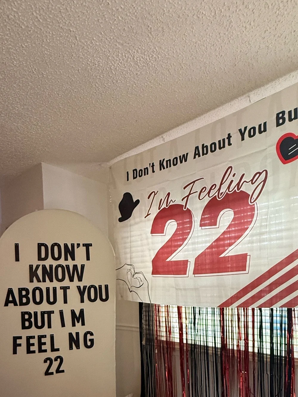 22nd Birthday Photo Backdrop Banner in Red and White